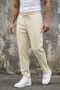 Men's Linen Trousers Beige Elastic Lace-Up Boyfriend Relaxed Fit Summer Ls-23124