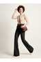 High Waist Diagonal Stretch Woven Spanish Flare Women's Trousers