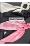 Satin Scarf Scrunchie Hair Clip with Dark Pink Stone Detail and Long Pendant Rubber Clip - 2