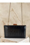 Black Color Matte Crocodile Patterned Chain Strap Women's Evening Dress Bag Wedding Engagement Graduation - 7
