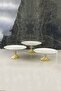 Kand Metal Footed Porcelain Serving Serving Set 3 Pieces 26 Cm - 23 Cm X 2 - 3