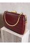 Burgundy Color Matte Leather Crocodile Patterned Women's Evening Dress Bag Wedding Engagement Graduation - 5