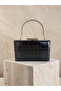 Black Color Matte Crocodile Patterned Chain Strap Women's Evening Dress Bag Wedding Engagement Graduation - 3