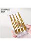Professional 4-Piece Eyebrow Tweezers Set - Gold Color Stainless Steel Stylish Carrying Box Set - 4