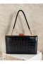 Black Color Matte Crocodile Patterned Chain Strap Women's Evening Dress Bag Wedding Engagement Graduation - 3