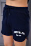 Women's Navy Blue Printed Oversize Summer Comfortable T-Shirt Shorts Set (100% Cotton) - 9