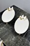 White Butterfly 3 Piece Porcelain Presentation Service Set & Candle Foot Salad Bowl Oval Napkin Plate - 3