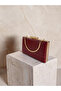 Burgundy Color Matte Leather Crocodile Patterned Women's Evening Dress Bag Wedding Engagement Graduation - 9