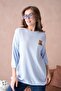 10729 Women's Crew Neck Embroidery Detail Oversize Trko Sweater - 4