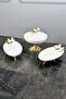 White Butterfly 3 Piece Porcelain Presentation Service Set & Candle Foot Salad Bowl Oval Napkin Plate