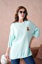 10729 Women's Crew Neck Embroidery Detail Oversize Trko Sweater - 5