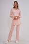 Women's Powder Maternity Long Sleeve Elegant Lace Detailed Buttoned Special Design Pajama Set