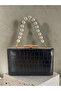 Black Color Matte Crocodile Patterned Chain Strap Women's Evening Dress Bag Wedding Engagement Graduation - 3