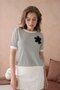 10151 Women's Crew Neck Appliqued Striped Knit Sweater - 6