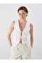 White V-Neck Bow Embroidered Women's Classic Vest