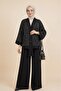 Sequin file cardigan 3-piece sendy set - black - 3