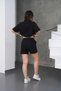 Women's Black Comfortable Cut Zipper Sweat Shorts Set - 7