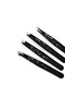 Professional 4-Piece Tweezers Set with Leather Case - Black Series Personal Care Kit - 3