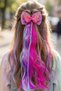 Bow Long Hair Piece Colorful Children's Clip-In Hair Bow - 2
