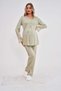 Women's Green Maternity Long Sleeve Elegant Lace Detailed Buttoned Special Design Pajama Set