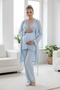 Women's 3-Piece Maternity Pajama Set with Ribbed Details - 3