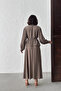 Women's Bitter Brown Textured Tie-Up Shirt Long Skirt Bottom Top Two-Piece Summer Set - 7