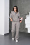 Women's Gray Relaxed Fit Zippered Sweat Pants Set - 7