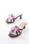 Zri̇n-622 Premium Black Purple Orchid Detailed Thin Heeled Women's Slippers - 5