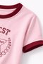 Burgundy-Powder Double Color Girls' 100% Cotton T-Shirt (2-9 Years) - 2
