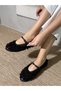 Women's Black Floral Detailed Tulle Ballerina Shoes Women's Mary Jane Transparent Design Ranova - 3