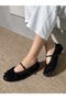 Women's Black Floral Detailed Tulle Ballerina Shoes Women's Mary Jane Transparent Design Ranova - 2