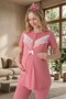 New Season Lace Detailed Summer 100% Cotton Special Design Maternity Dressing Gown Pajama Set 3-Piece Set - 7