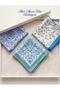 Blue Patterned Scarf Set (Box Not Included) - 2