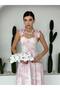 Women's Pink Chest Cupped Ruffle Strap Lined Chiffon Dress - 4