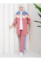 Women's 3-Piece Tracksuit Set Zippered Jacket Two-Thread Cotton Sportswear Stylish A-141 _ Pink - 2