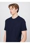 Crew Neck Navy Blue Men's T-Shirt W2610159410 Navy Blue T-Shirt - 4