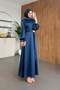 Beli Buckle Satin Evening Dress Navy Blue - 2