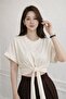 Josanne Women's Crop Blouse Tie-Up Short Sleeve Basic Stylish Summer Casual Top