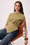 Açık Haki Regular/Normal Kalıp Düşük Kol Truvakar Tok %100 Pamuk Örme T-Shirt TWOSS26TS00198 - 2