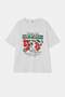 Ekru %100 Süprem Baskılı Oversize/Rahat Kesim Örme Büyük Beden T-Shirt TBBSS25BF00082 - 4