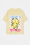 Yellow 100% Single Jersey Printed Oversize/Relaxed Fit Knitted Plus Size T-Shirt Tbbss25Bf00082
