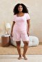 Pembe Fiyonklu Dantel Detaylı Viskon Yumuşak Tuşe Büyük Beden Pijama Takımı TBBSS26AI00044 - 3