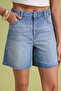 Açık Mavi %100 Pamuk Yüksek Bel Denim City Şort TWOSS26SR00095 - 4