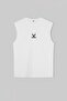 White Oversize/Wide Cut 100% Cotton Embroidered Undershirt Tmnss26Al00002 - 4