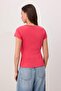 Wardrobe Essentials-Fuchsia Fitted/Bodycon Boat Neck Short Sleeve Knitted T-Shirt Twoss26Ts00070 - 4