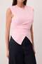 Açık Pembe Fitted/Vücuda Oturan Kolsuz Asimetrik Pamuklu Esnek Örme Bluz TWOSS26BZ00081 - 3