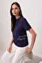 Lacivert Slogan Regular/Normal Kalıp Kısa Kollu %100 Pamuk Örme t-shirt TWOSS26TS00273