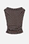 Brown Polka Dot Boat Neck Gathered Side Blouse Tdrss26Bz00041 - 4