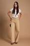 Bej Yüksek Bel Wide Leg Geniş Paça %100 Pamuklu Jeans TWOSS26JE00165 - 2