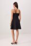 Black Lace Detailed Thin Strap Skater/Waist Cut-Out Short / Mini Dress Twoss26El00328 - 3